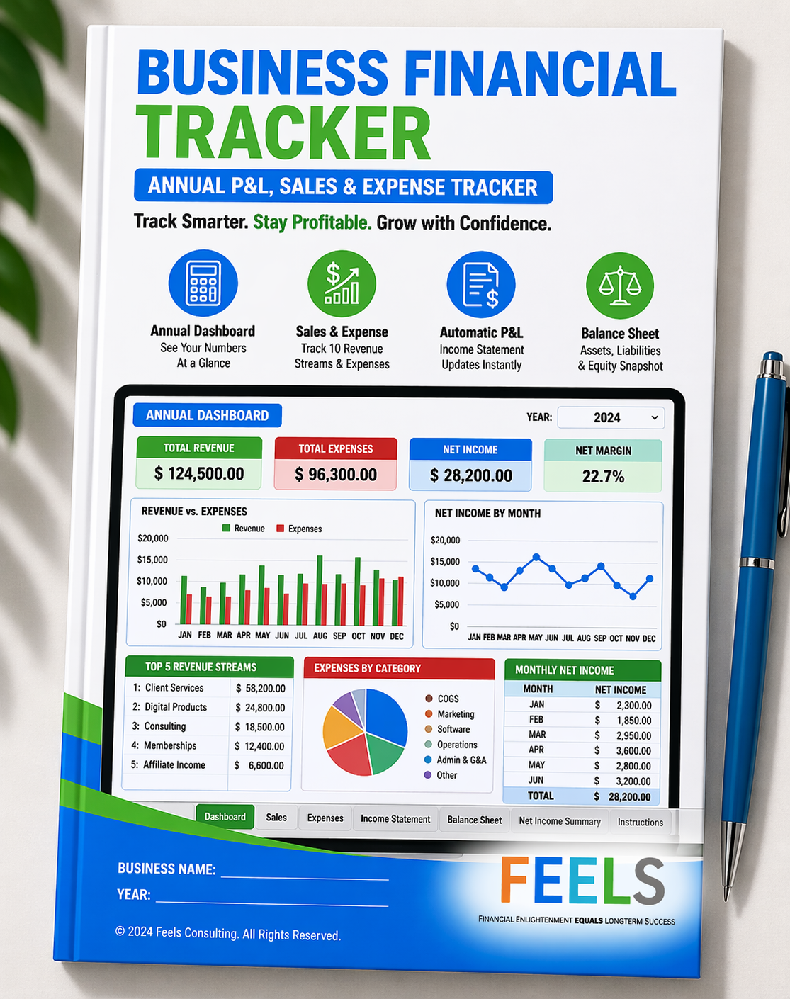Profit & Financial Tracker for Business: P&L, Sales & Expense Dashboard