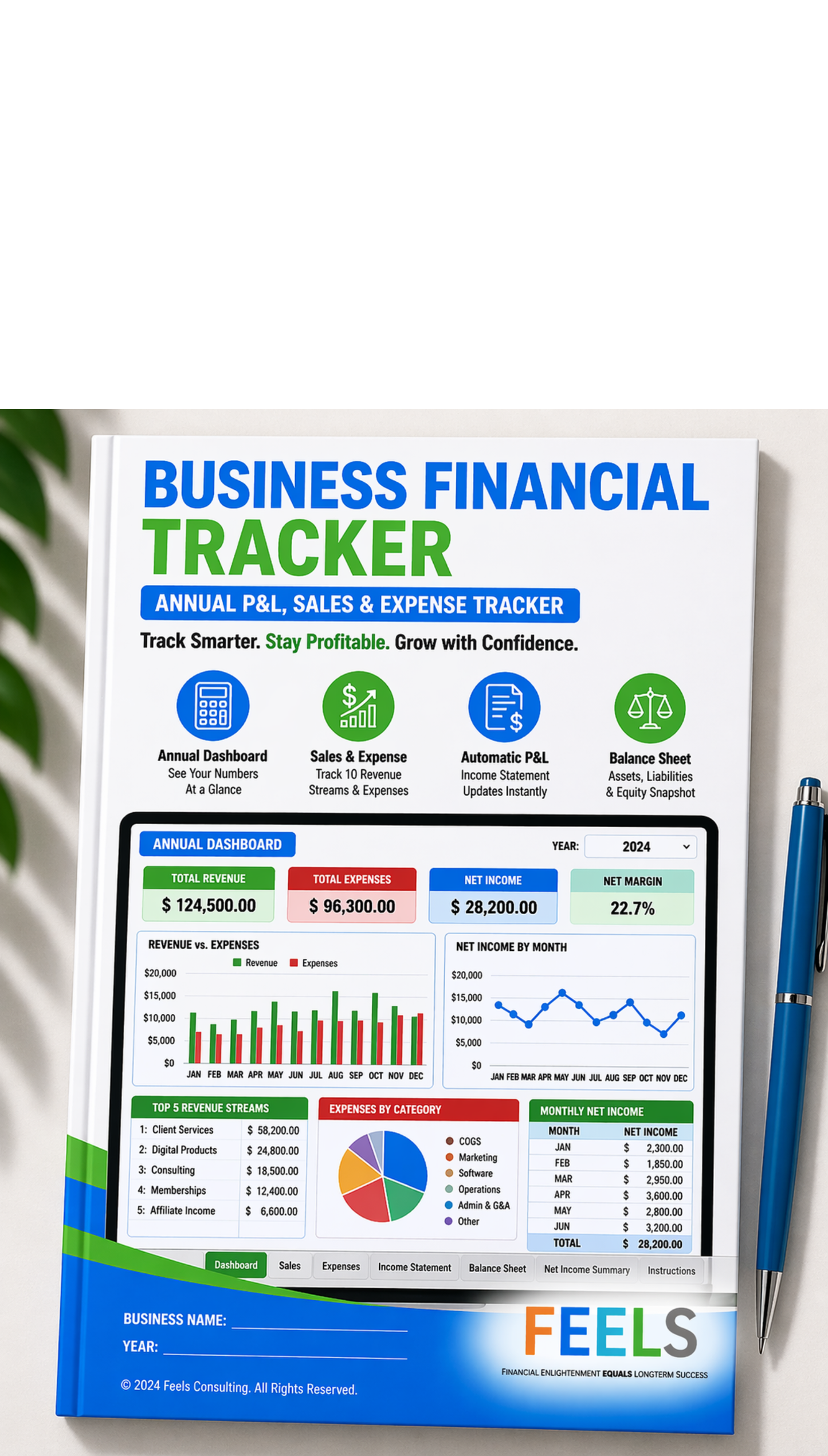 Profit & Financial Tracker for Business: P&L, Sales & Expense Dashboard